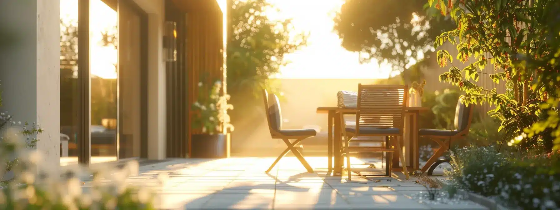 a homeowner reviewing a stack of detailed warranty and insurance documents on a sunny patio, ensuring comprehensive protection for their roofing investment.