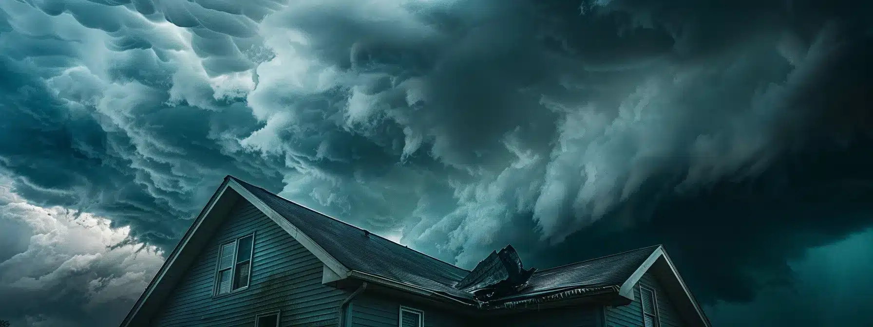 a dark storm cloud hovering over a damaged roof in memphis, highlighting the urgency of recognizing emergency roofing issues.